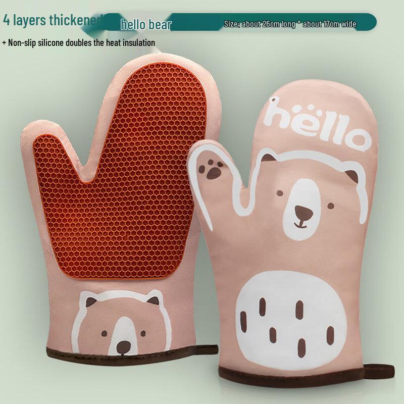 Ruhan Hello Bear Thickened Heat Resistant Oven Mitts