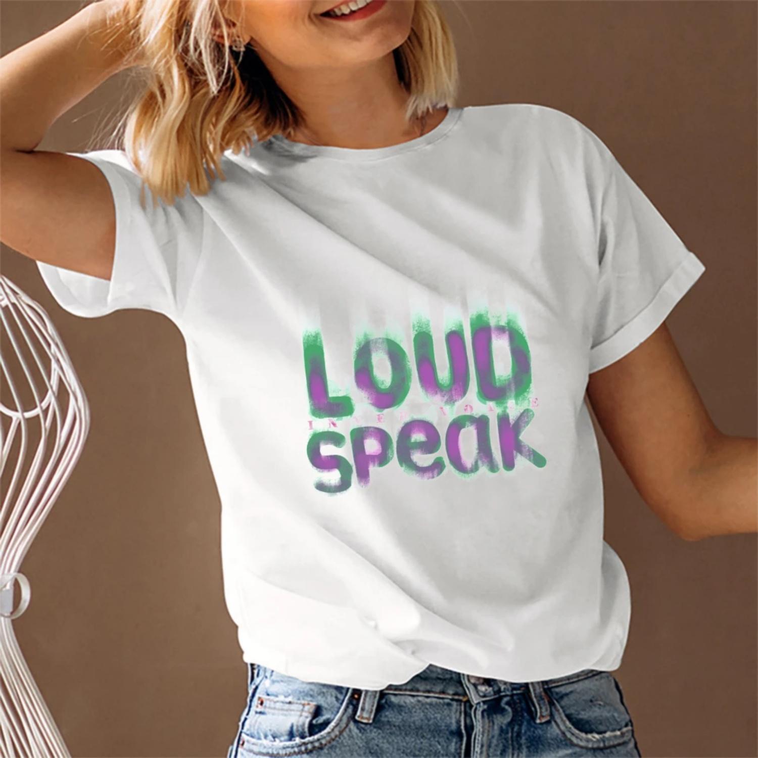 

Women s T-Shirt Short Sleeve Round Neck SummerSpring Top Y2K Graphic T-Shirt Streetwear Trendy 2023 Fast Ship XXXXXL білий