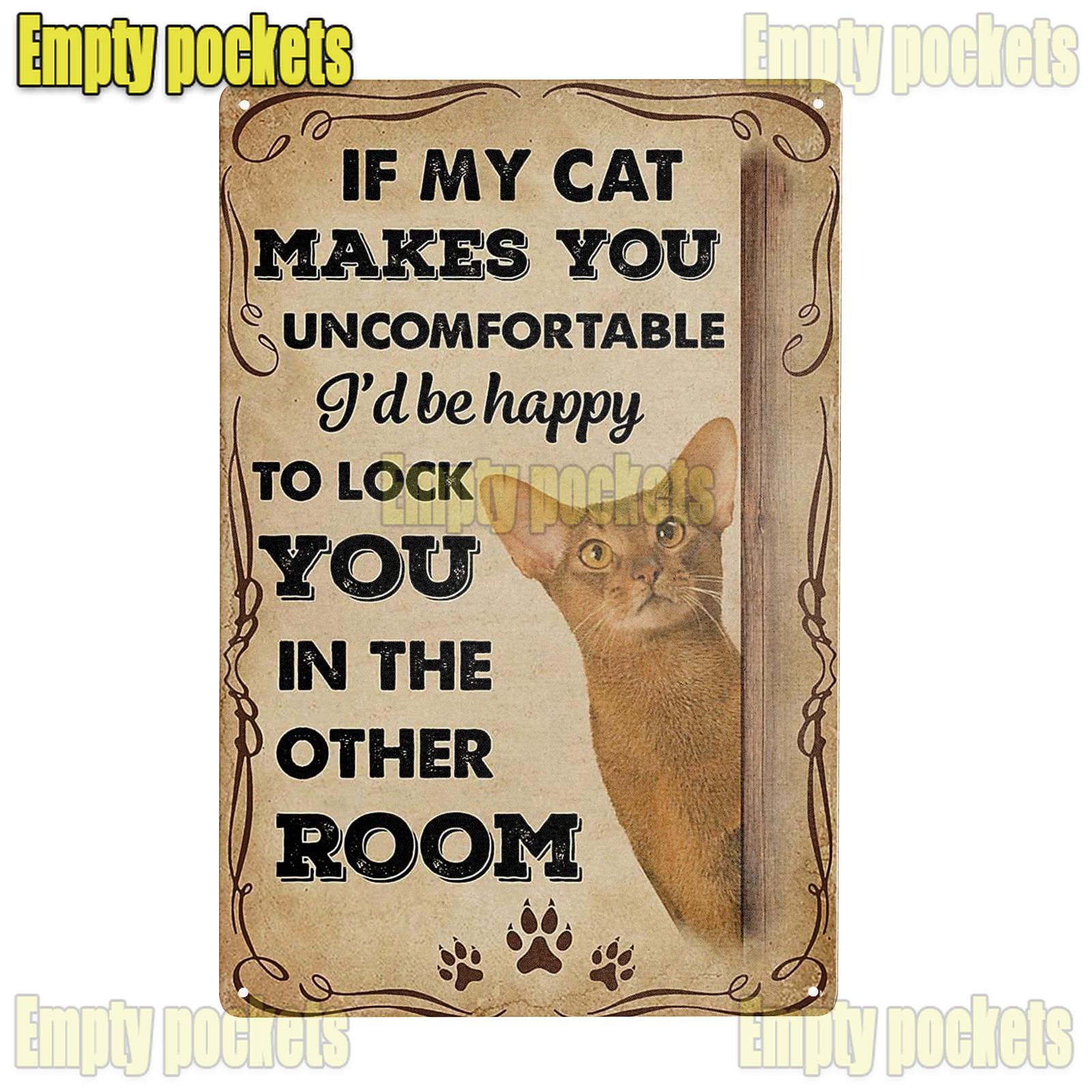 

Абиссинский кот, металлическая жестяная вывеска, художественный постер, кафе, ванная комната и дом, ретро железная живопись, настенный декор, ретро пляжный дом, зоомагазин 20x30cm