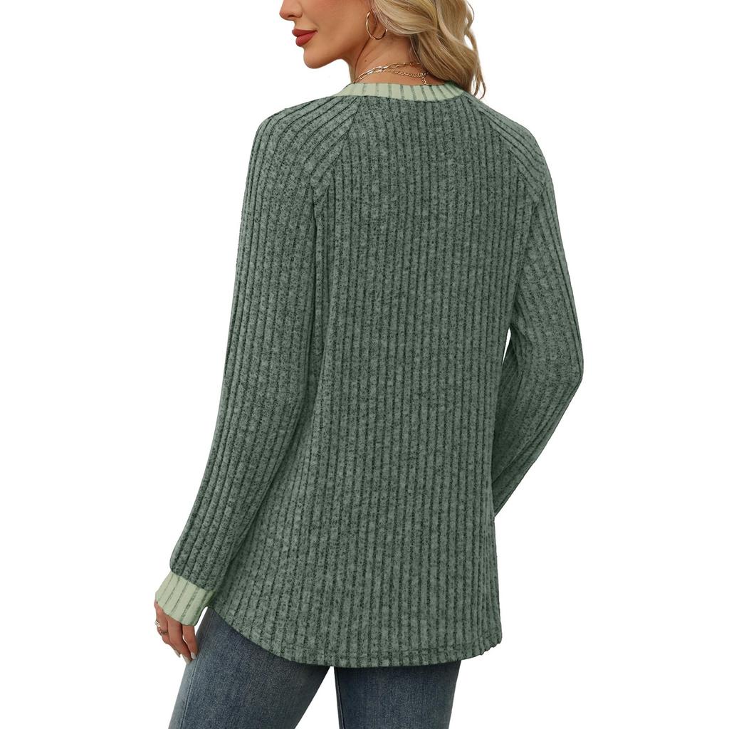 Women's Fashionable Long-sleeved Pullover Solid-color Top