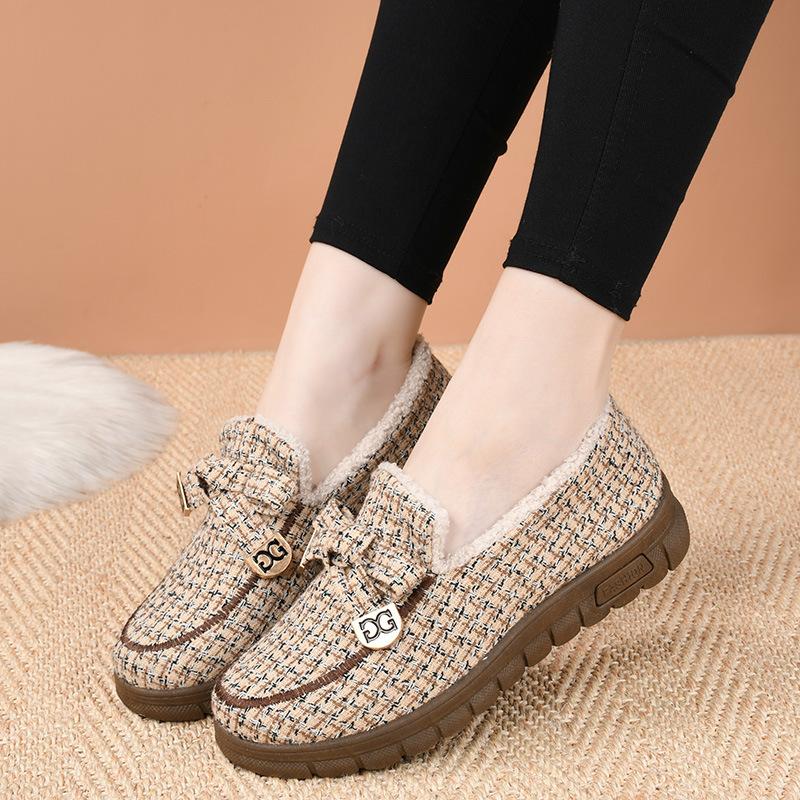 Cloth Shoes, Women's Cotton Shoes, Fleece and Thickened Warm Shoes, Flat Feet, Loafers