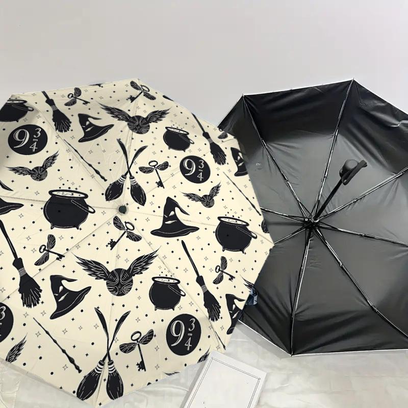 1PC Halloween Wizardry Umbrella-8-Rib Reinforced, Automatic Open, Lightweight & Durable, Cute Fashion Accessory for Outdoor, D2690