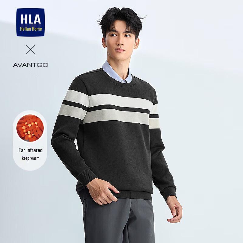 HLA Men s Business Casual Fleece-Lined Striped Sweater 3XL