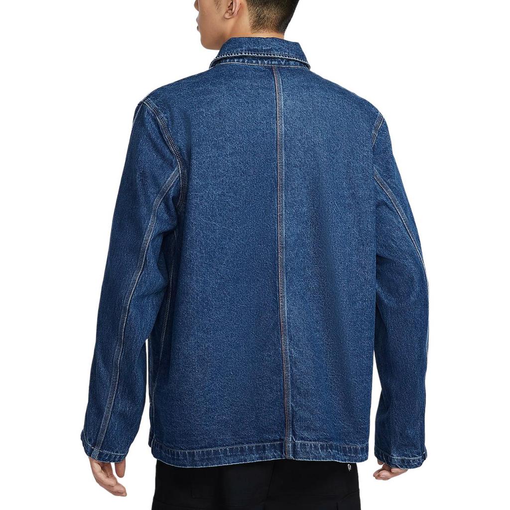 Nike Life Single Button Collar Denim Long Sleeve Work Jacket Men Jackets Medium-Blue HQ1469441