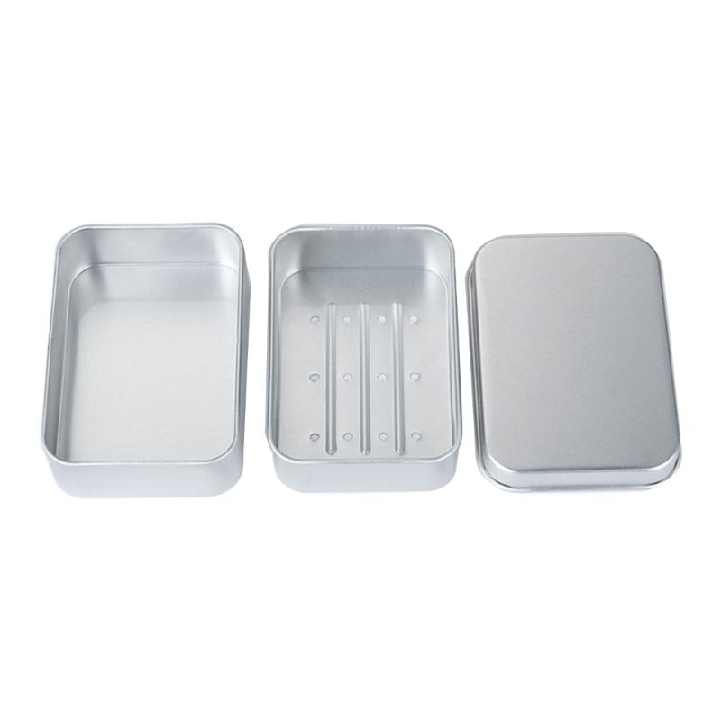 Light Aluminum Soap Holder with Lid Aluminum Soap Box Container with Removable Draining Layer Moistures Resistant
