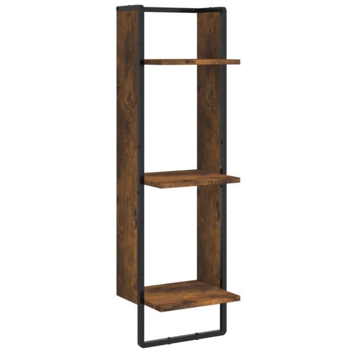VidaXL Wall Shelf 3 Levels Smoked Oak 30x25x100cm Engineered Wood 836305
