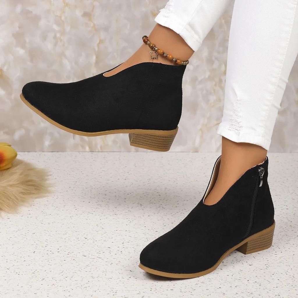 Fashion Women Booties Autumn Suede Boots Women Fashion Size 43 Platform Boots Side Zipper Heeled Ankle Boots Botas De Mujer