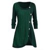 Plus Size Women  Long Sleeve Solid Botton Pachwork Asymmetric Tops Sweater