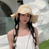 Straw hat women's summer beach hat sunscreen eaves travel seaside Sanya photo shading lace strap sun hat