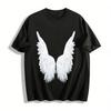 Dreamy Angel Wing Print Casual Loose Fit Crewneck Top Pure Cotton T-shirt