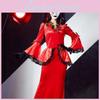 Scary Ghost Costume For Halloween Zombie Bride Retro Red Dress Cosplay