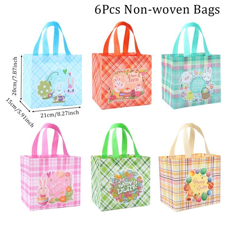 Happy Easter Bunny Waterproof Non-Woven Bag Easter Party Decorations For Home 2026 Kids Favors Supplies Rabbit Candy Gift Bag