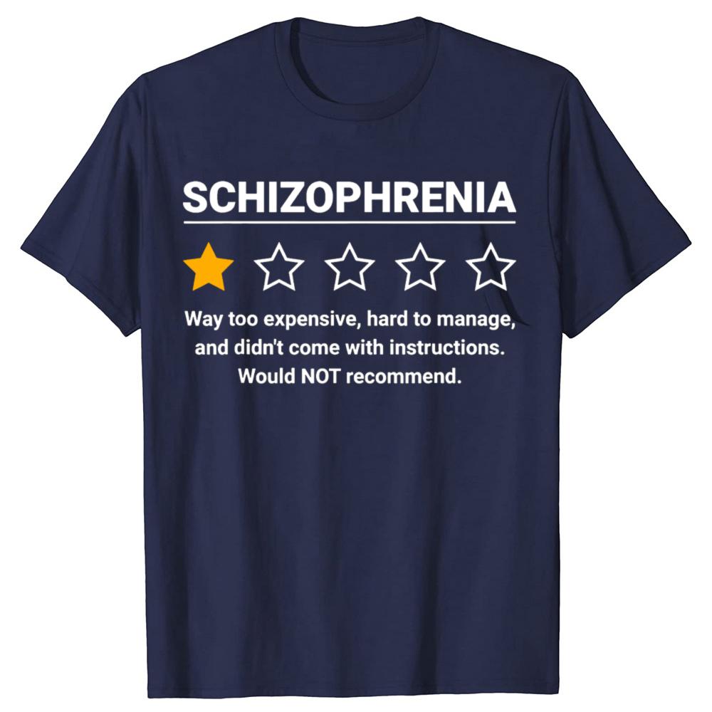 Schizophrenia One Star Rating Funny Awareness T-shirts Men Women's Fashion Casual Tshirt 100% Cotton Loose Oversized T Shirt