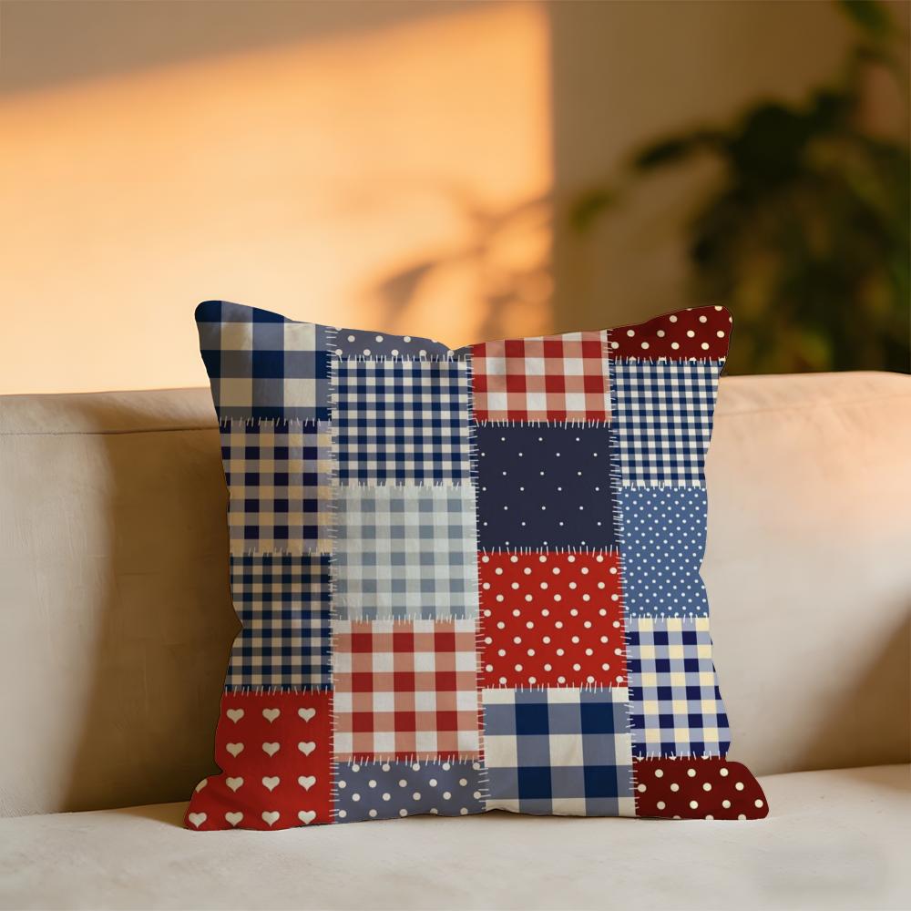 Vintage Patchwork Cushion Cover Cozy Velvet Throw PillowSoft Warm Cushion For Sofa Bed