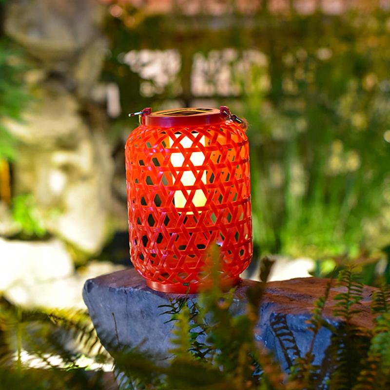 Rattan Solar Lanterns Outdoor Hanging Solar Bulb Lights Waterproof Country Decor Solar Light Decoration For Garden Yard Patio