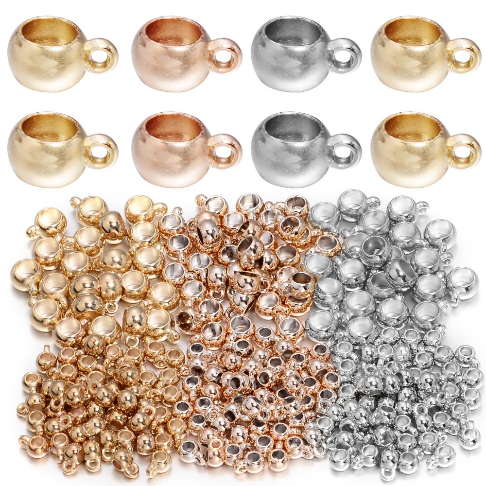 30-100pcs/lot CCB Spacer Beads Pendant Charms Clasps Gold Color Big Hole Bail Beads For DIY Bracelet Jewelry Making Accessories