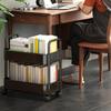 2-Tier Movable Bookshelf Cart with Wheels Multi-Purpose Storage Rack for Books Toys Snacks Household Mobile Organizer