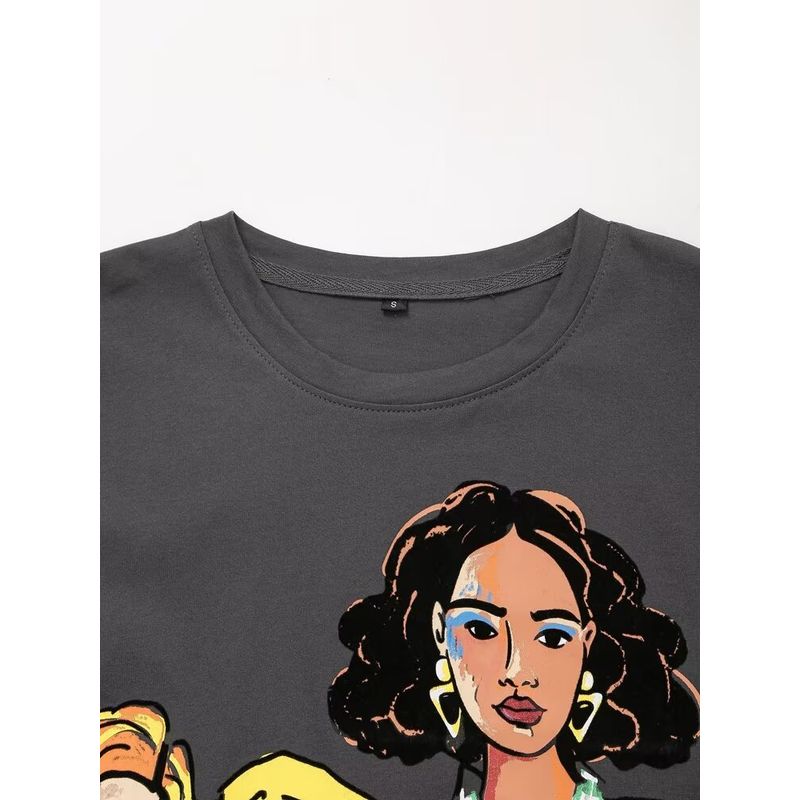 Kaslead New Arrival Women's Clothing Fashion Style Fashion Girl Print Washing Effect T-shirt 1131326 807