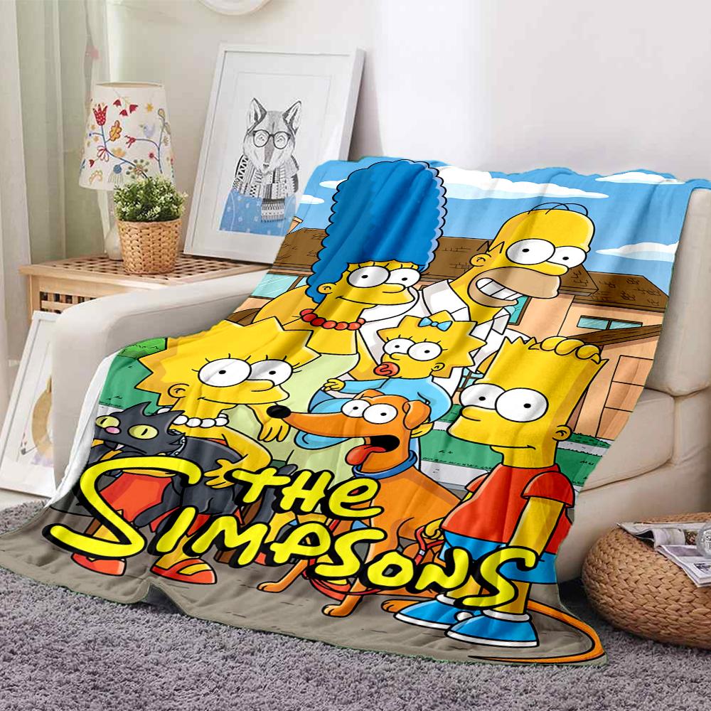 1Pc Simpsons Family Adventure Blanket Soft And Comfortable Casual Warm Camping Travel Christmas Halloween Xmas Gift M924107