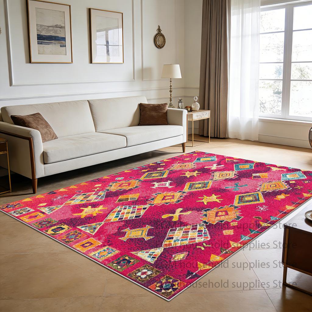Colorful Ethnic Vintage Carpets Bohemian Living Room Decoration Large Area Rugs Washable Floor Fluffy Mat for Bedroom Bedside