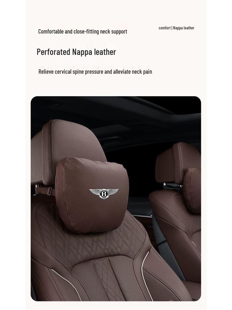 Pravá kůže opěrka hlavy, bederní opěrka a polštářek na krk pro interiéry Bentley Continental, Bentayga, Flying Spur a Mulsanne.