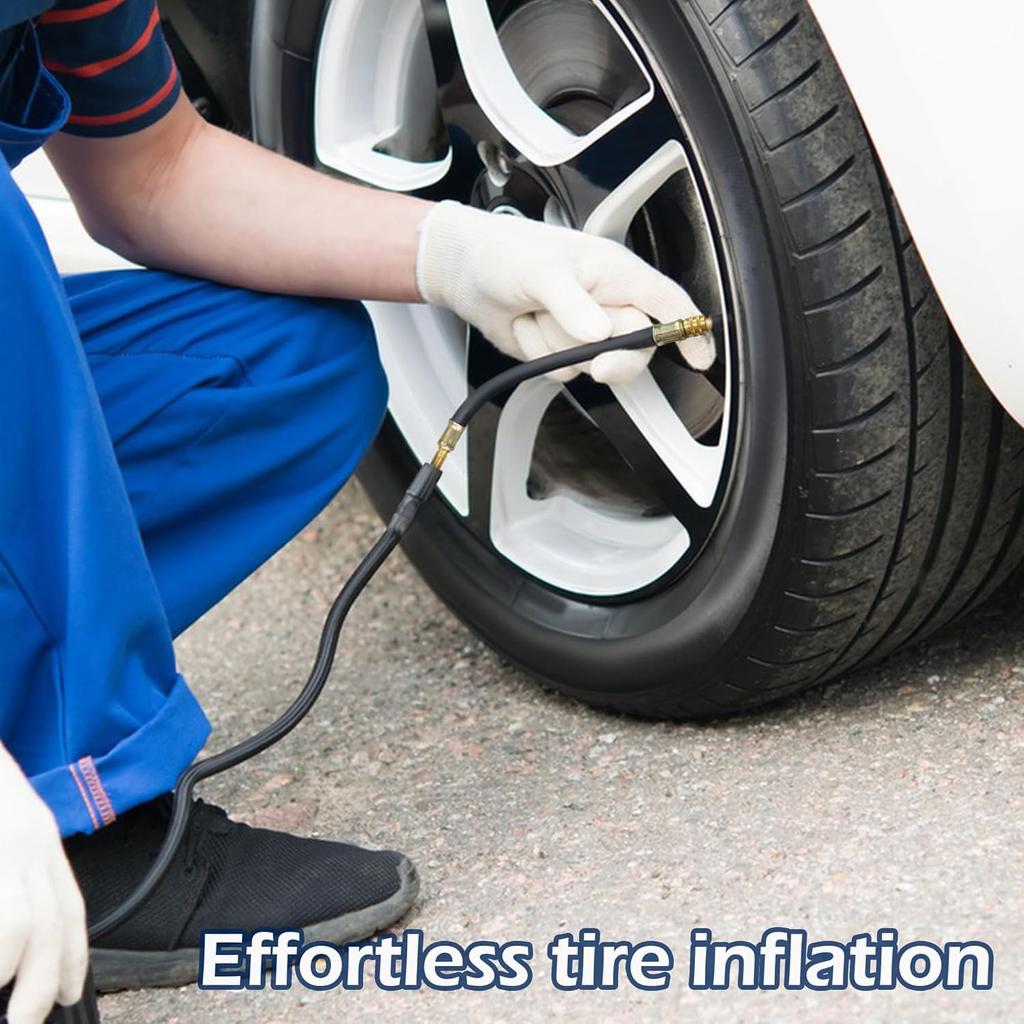 Quacc 8.1" Flexible Tire Valve Extension Adapter with Cap, Rubber Tyre Inflator Extension Adaptor Air Extender for Most Auto E-Scooter Tractor