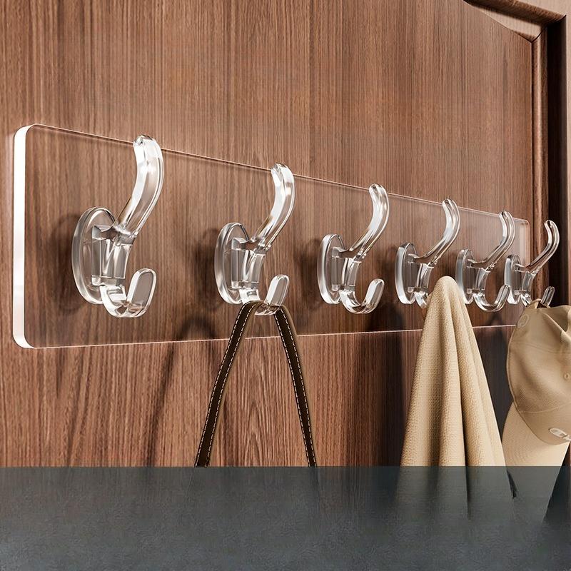 Transparent Row Hook, Six-link Strong Adhesive, No Trace, No Need for Drilling, Door Rear Adhesive Hook