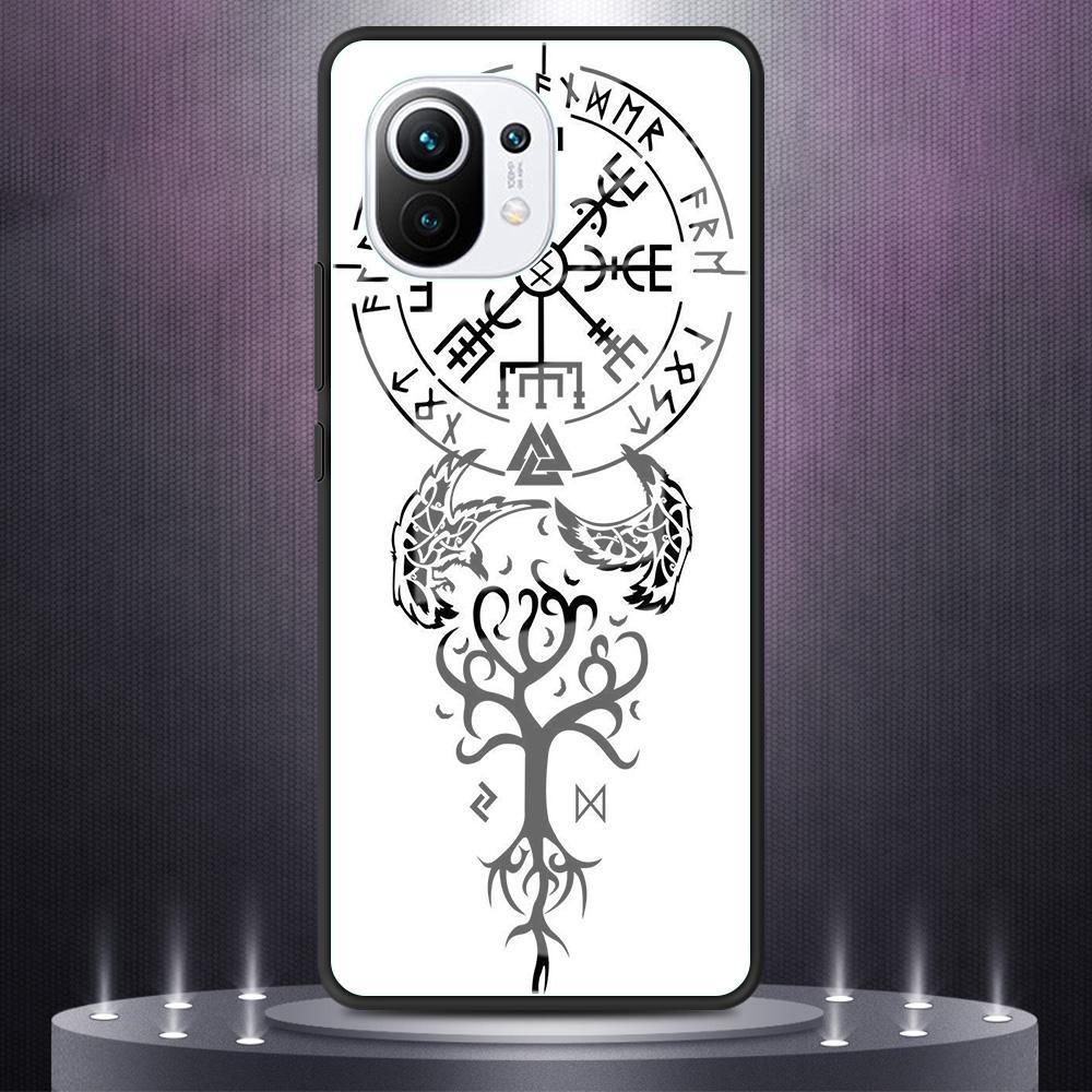 Tempered Glass Case For Xiaomi Mi Poco X3 NFC 11 Ultra Note 10 Lite 10T Pro F3 9T 11i M3 Shell Phone Cover Viking Vegvisir Logo
