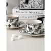 Black and White PatternCeramic Dishes and Plates Sets Korean Simple Retro Afternoon Tea Cup with Tray Special Tableware