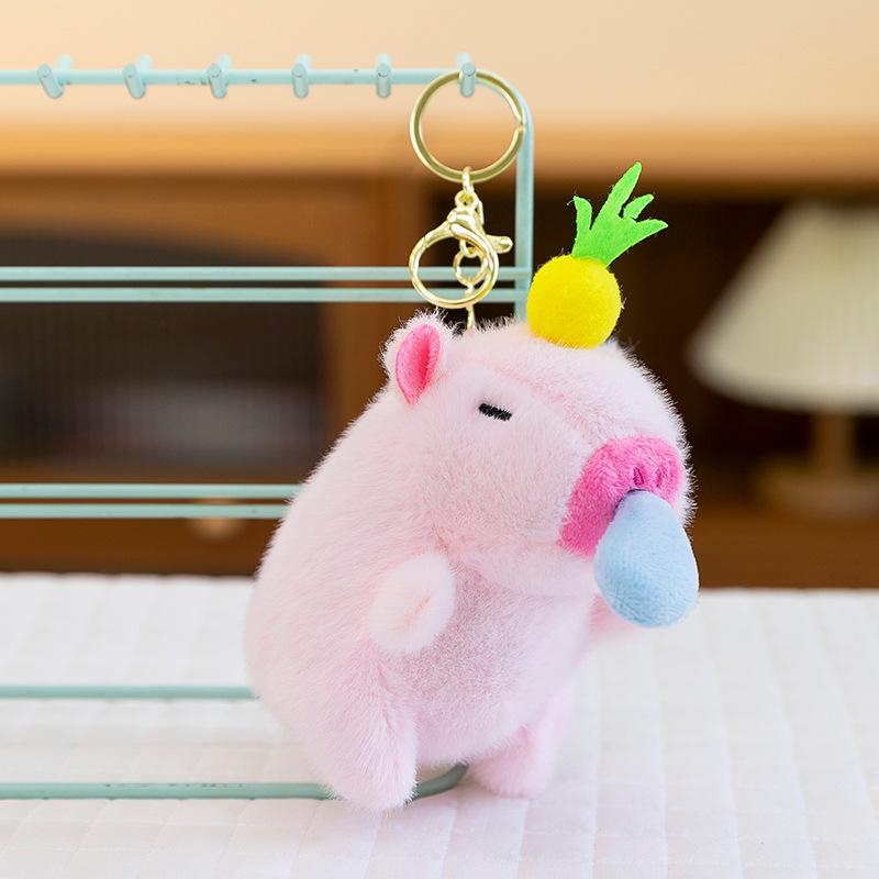 Pink Capybara Plush Keychain: Cute & Creative Charm Pendant for Backpacks