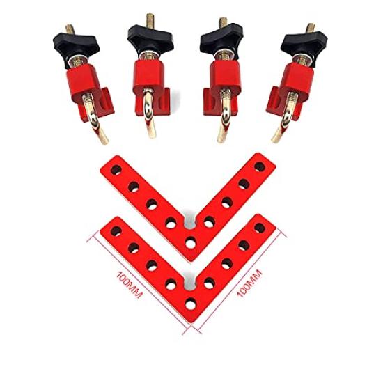 Complete Square Corner Clamp 90 Degree Woodworking Carpentry Fixing and Clamping Aluminum Alloy Set, Kit, L-Shaped, Square, Fixture, Tool, (100mm)
