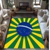 Brazil National Football Team Printed Flannel Area Rug Non Slip Soft Polyester Floor Carpet Indoor Decor Mat for Bedroom Living Room Sofa