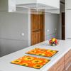 2x GLASS PROTECTIVE PLATE FOR STOVE 40x52 FLOWERS