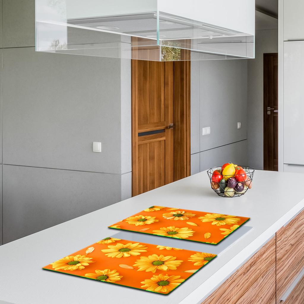 2x GLASS PROTECTIVE PLATE FOR STOVE 40x52 FLOWERS
