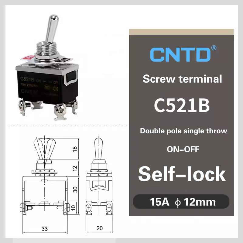 CNTD C5 Toggle Switch Self-locking 15A 250VAC Single Pole Double Pole Switch With Rainproof-cap Switches4