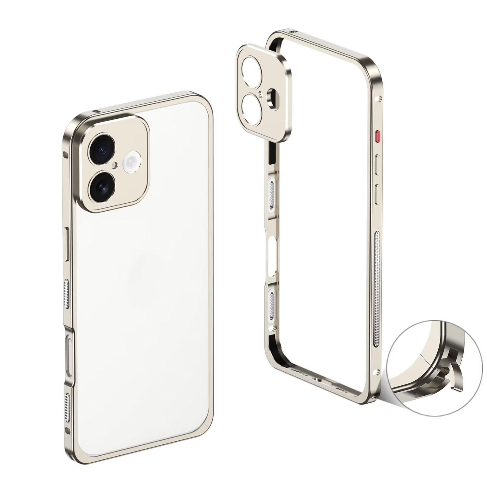 

For 17 Metal Bumper Phone Case,With Lens Protector,Slim Fit No Back No Frame Backless Metal Bumper 4 Corners Shockproof Rugged Heat Dissipation Frame One Size