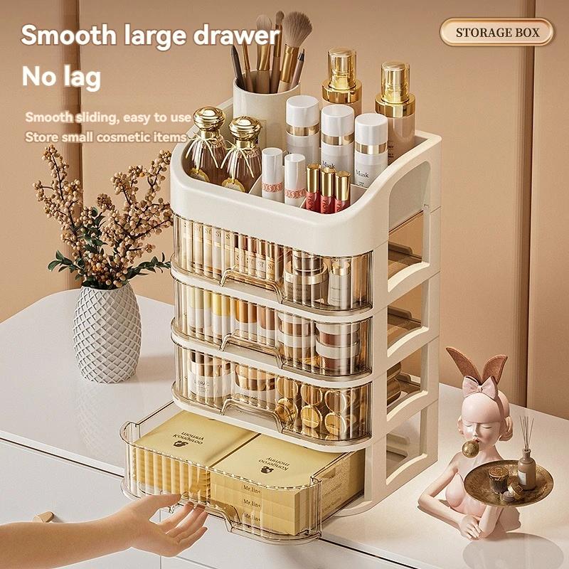 Desktop Cosmetics Storage Box Dust-proof Organizer Box Luxury Skin Care Products Facial Mask Lipstick Plastic Storage Bin