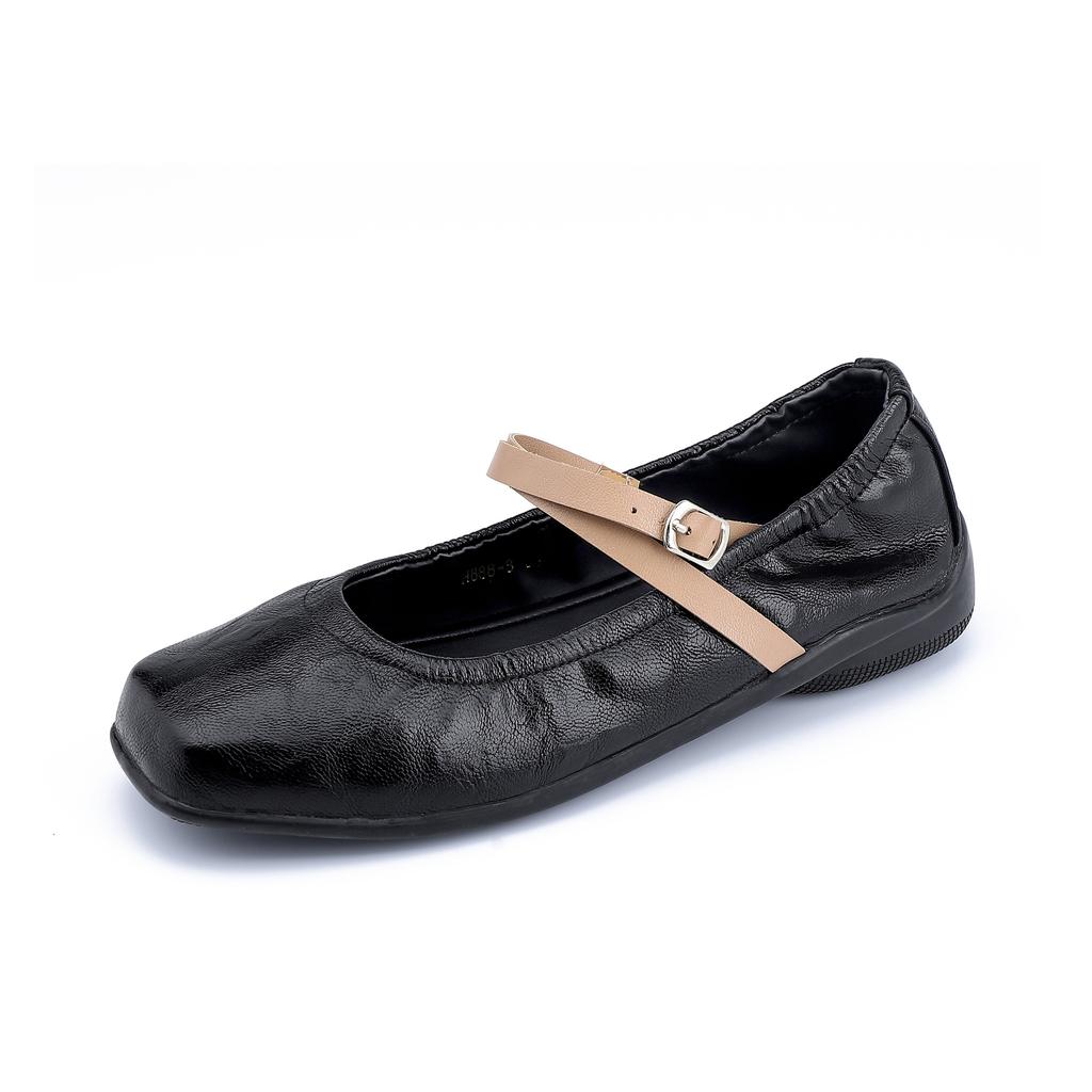 Autumn new platform single shoes women's comfortable soft-soled Mary Jane shoes women's cross strap square head thick heel shoes women's Korean versio