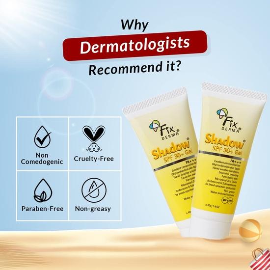 Fixderma Shadow Sonnenschutzgel LSF 30+ PA+++ | Sonnenschutz für fettige Haut | Sonnenschutzmittel LSF 30 | UVA- und UVB-Schutz – 40 g (2er-Pack)