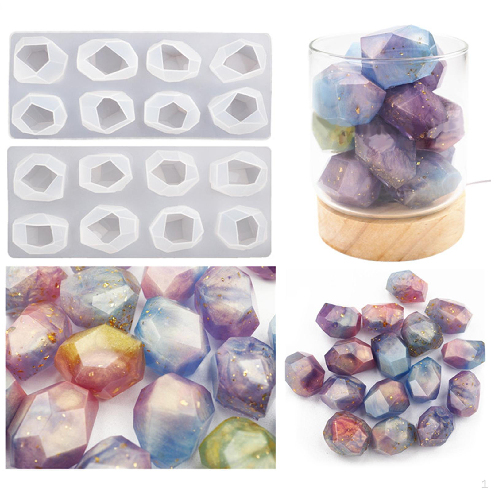 

2x Large GEM Silicone Faceted Jewelry Crystal Art Reusable for DIY Soap Home Decoration