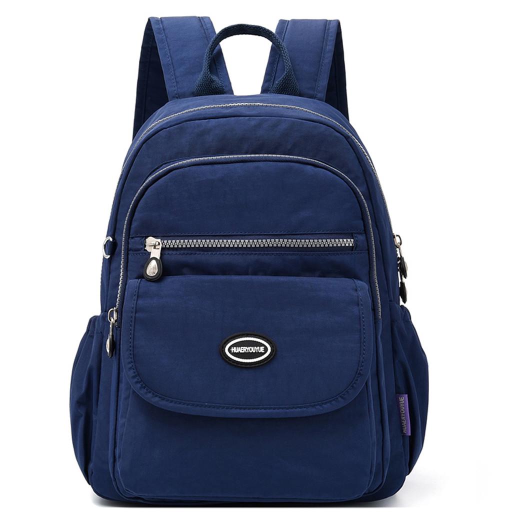 

Женские модные однотонные портативные студенческие рюкзаки на молнии большой емкости L темно-синий
