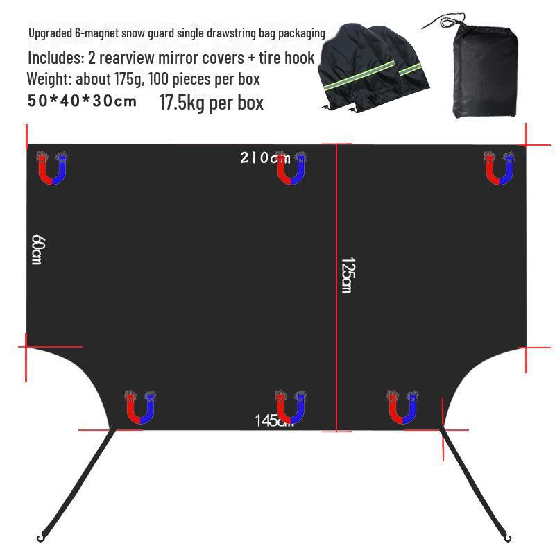 Universelle, grenzüberschreitende Halbabdeckung für den Schneeschutz Ihres Autos, verdickter Frost- und Frostschutzschutz mit Magneten für alle Jahreszeiten.