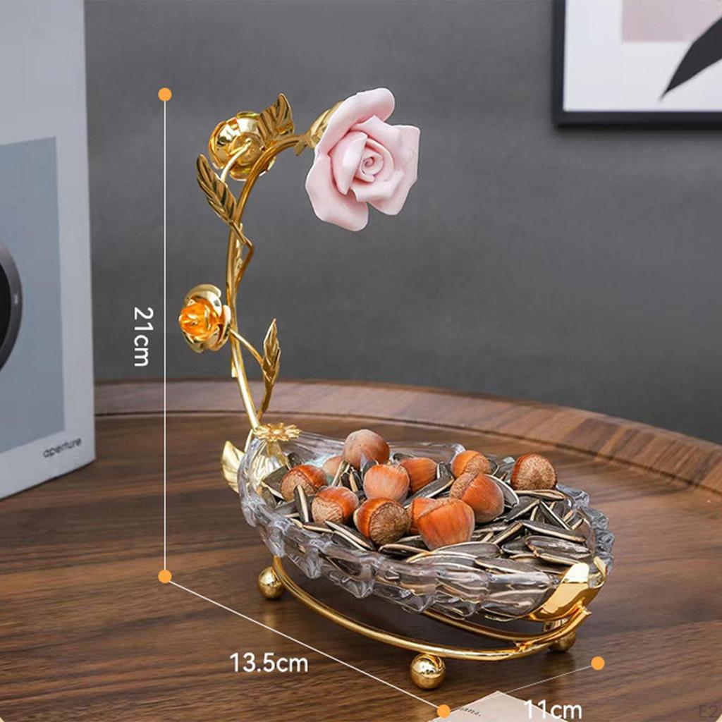 Blatt Tablett Serviergeschirr Servieren Stabil Dessert Ornament Gold Klar Obstteller Kuchenständer für Hotel