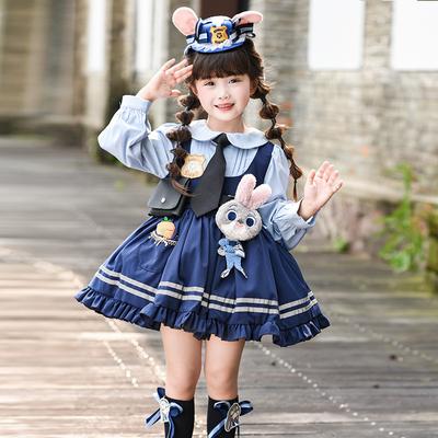 Autumn Zootopia Cosplay Clothes Judy Rabbit Police Officer Dr Children's Fall Lolita Cosplay Suit Princ Skirt Girls' Clothing