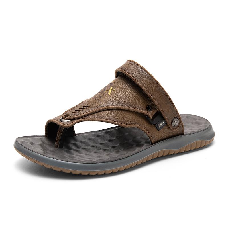 

Модные мужские туфли, сандалии, мужские кожаные 2024, новые повседневные модные мужские туфли, мягкие нескользящие пляжные летние сандалии, тапочки на плоской подошве 44 коричневый