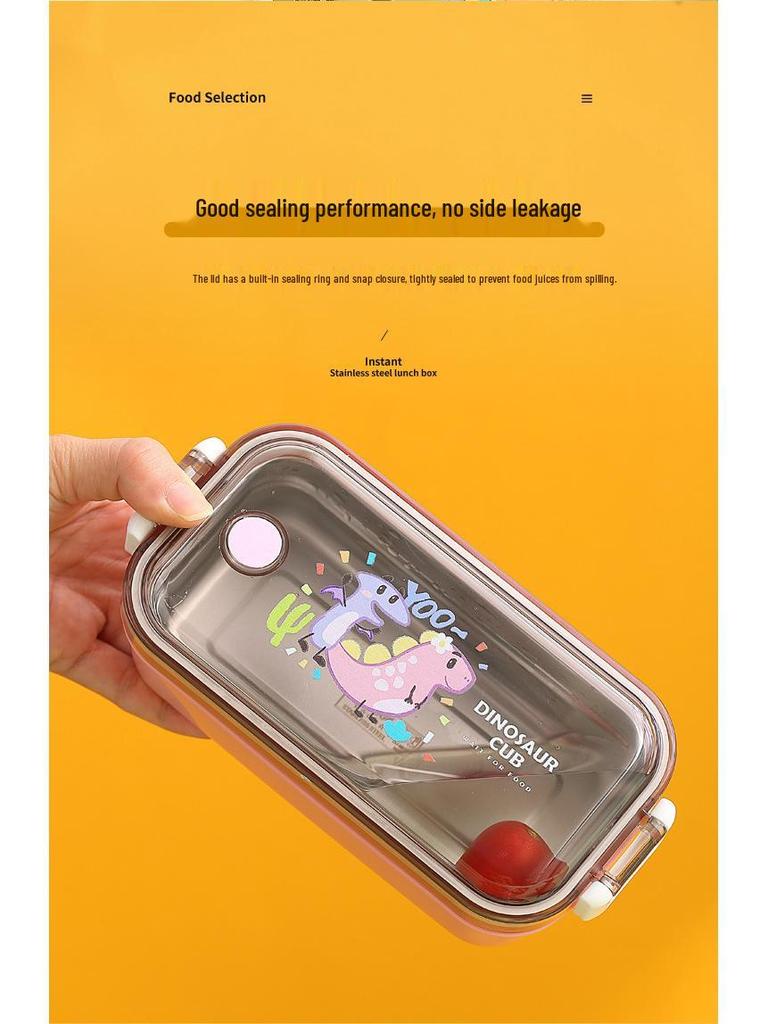 304 Stainless Steel Kids' Insulated Double-Layer Bento Lunch Box for Kindergarten or Students