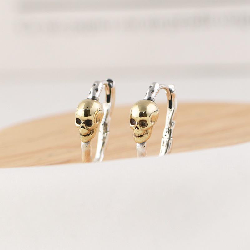 

Серьги-пусеты Золотой Олень из серебра 925 пробы в виде черепов – Ретро золото, модные женские S925 Silver