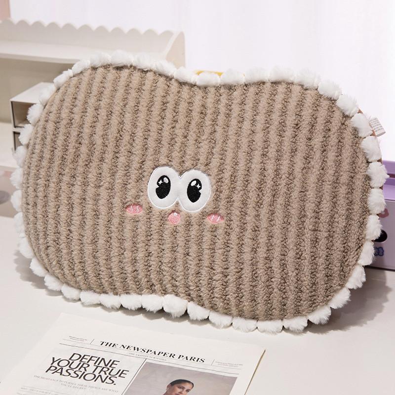 

Memory Foam Dopamine Stripes Pillow With Cute Big Eyes For Office Napping And Lounge Comfort BrownStripes