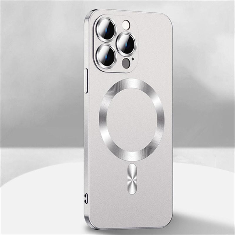 For Magsafe Wireless Charge Plating Silicone Case For iPhone 15 14 13 12 11 Pro Max Plus 14Pro iPhone14 With Lens Protector Cover