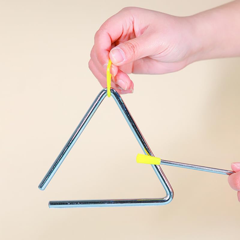 Percussion Triangle Iron Musical Instrument with Triangle Educational Musical Instrument Teaching Material Bell, Children's Toy, (4 Inches)